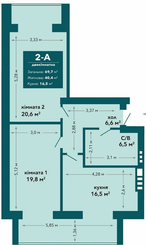 2-комнатная 69.7 м² в ЖК Ибис от 18 000 грн/м², г. Ирпень