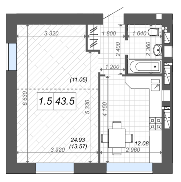 1-комнатная 43.5 м² в ЖК Новые Метры Center от 31 500 грн/м², г. Ирпень