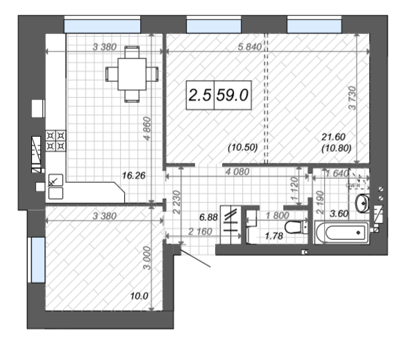 2-комнатная 59 м² в ЖК Новые Метры Center от 25 500 грн/м², г. Ирпень