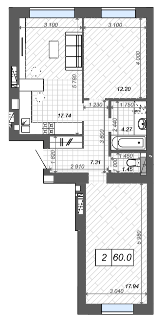 2-комнатная 60 м² в ЖК Новые Метры Center от 25 500 грн/м², г. Ирпень