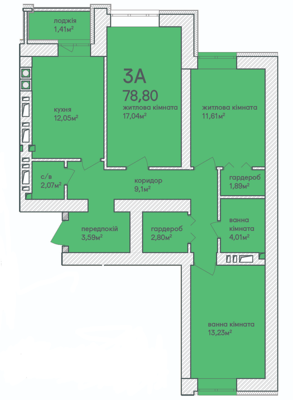 3-комнатная 78.8 м² в ЖК Синергия Сити (Kvartal Group) от 18 500 грн/м², г. Ирпень