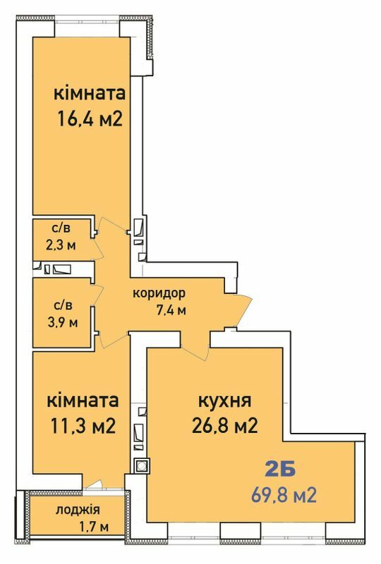 2-кімнатна 69.8 м² в ЖК Синергія Сіті (Kvartal Group) від 21 000 грн/м², м. Ірпінь