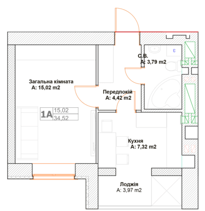 1-комнатная 34.52 м² в ЖК Фортуна-2 от 20 500 грн/м², г. Ирпень