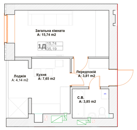 1-кімнатна 35.19 м² в ЖК Фортуна-2 від 20 500 грн/м², м. Ірпінь