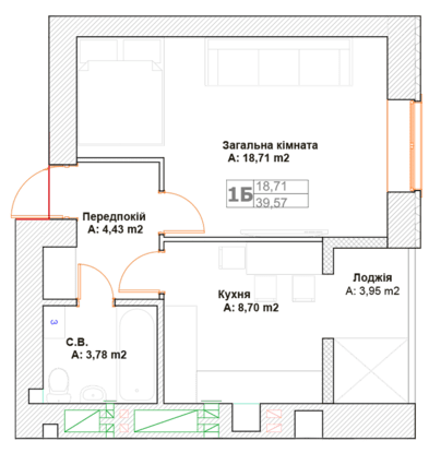1-комнатная 39.57 м² в ЖК Фортуна-2 от 20 500 грн/м², г. Ирпень