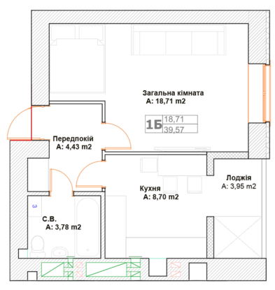 1-кімнатна 39.57 м² в ЖК Фортуна-2 від 20 500 грн/м², м. Ірпінь