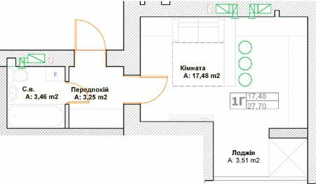 Студія 27.7 м² в ЖК Фортуна-2 від 20 500 грн/м², м. Ірпінь