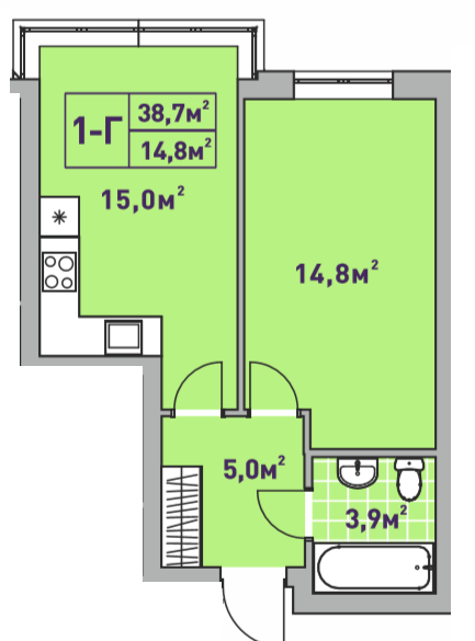 1-кімнатна 38.7 м² в ЖК Центральний-2 від 26 000 грн/м², м. Ірпінь