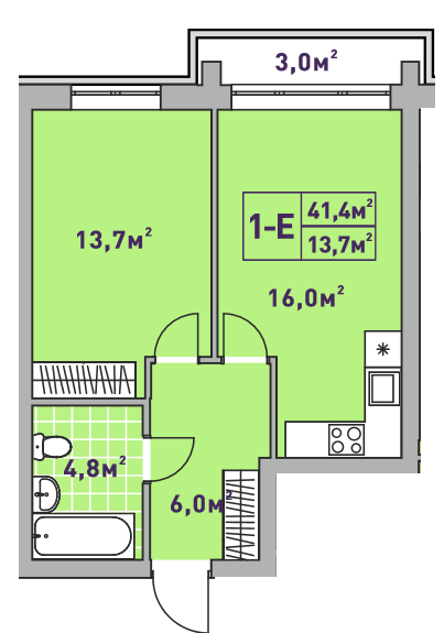 1-комнатная 41.4 м² в ЖК Центральный-2 от 32 050 грн/м², г. Ирпень