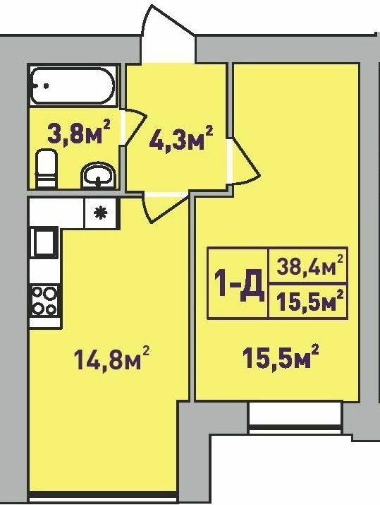 1-комнатная 38.4 м² в ЖК Центральный-Премиум от 24 050 грн/м², г. Ирпень