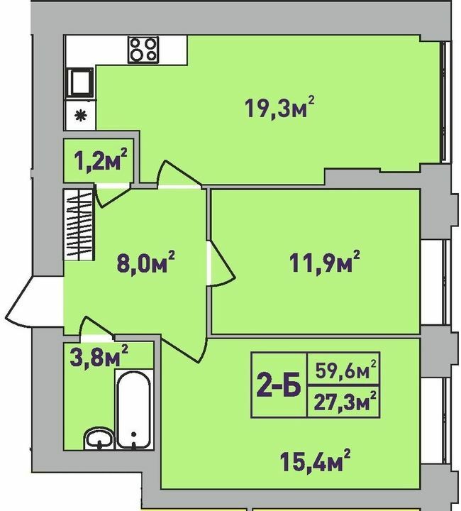 2-кімнатна 59.6 м² в ЖК Центральний-Преміум від 32 200 грн/м², м. Ірпінь