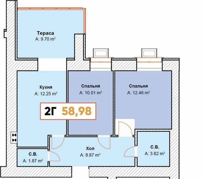 2-кімнатна 58.98 м² в ЖК Continent від 23 900 грн/м², м. Буча