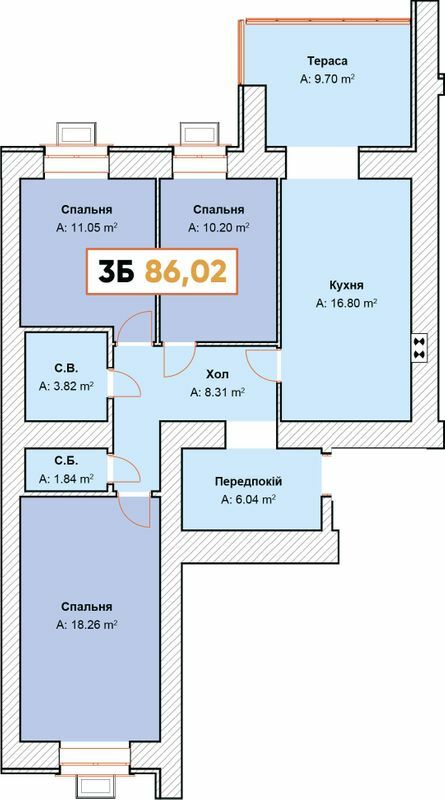 3-комнатная 86.02 м² в ЖК Continent от 19 000 грн/м², г. Буча