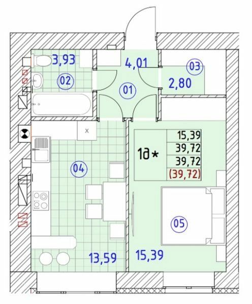 1-кімнатна 39.72 м² в ЖК Continent Ray від 25 200 грн/м², м. Буча