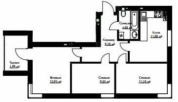 3-кімнатна 61.63 м² в ЖК Cherry House від 13 500 грн/м², смт Гостомель