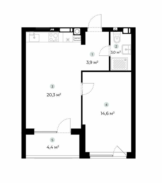 1-кімнатна 44 м² в ЖК PARKTOWN від 22 000 грн/м², смт Гостомель