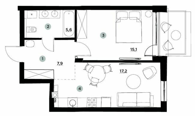 1-комнатная 45.8 м² в ЖК PARKTOWN от 18 500 грн/м², пгт Гостомель