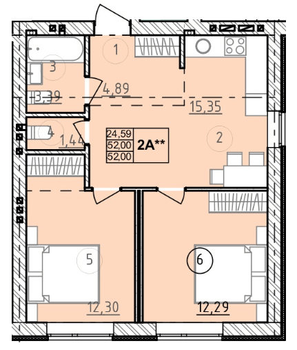 2-кімнатна 52 м² в ЖК Сенсація від 20 950 грн/м², смт Гостомель