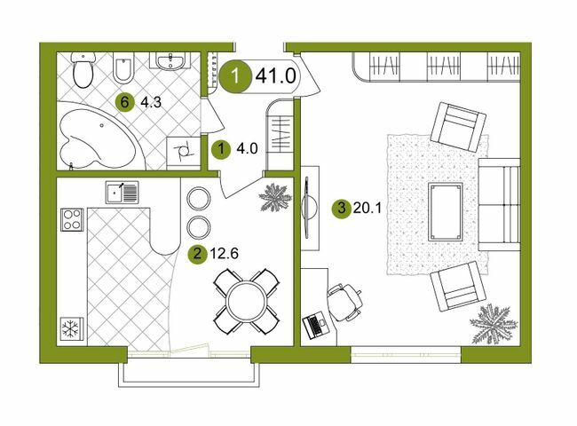 1-комнатная 41 м² в ЖК Вишневий от 11 500 грн/м², Ивано-Франковск