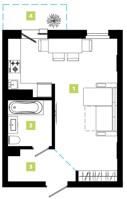 1-комнатная 34 м² в ЖК Паркова алея от 24 000 грн/м², Ивано-Франковск