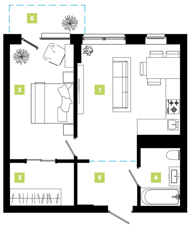 2-комнатная 46 м² в ЖК Паркова алея от 14 000 грн/м², Ивано-Франковск