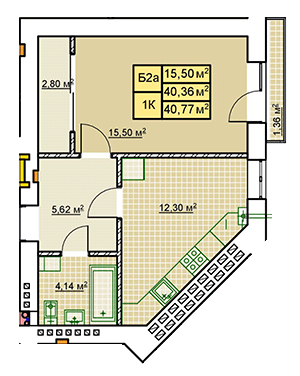 1-комнатная 40.77 м² в ЖК Millennium от 12 400 грн/м², Ивано-Франковск
