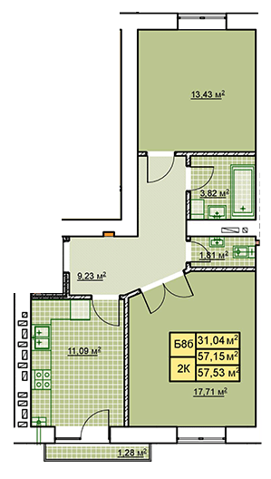 2-кімнатна 57.53 м² в ЖК Millennium від 12 100 грн/м², Івано-Франківськ