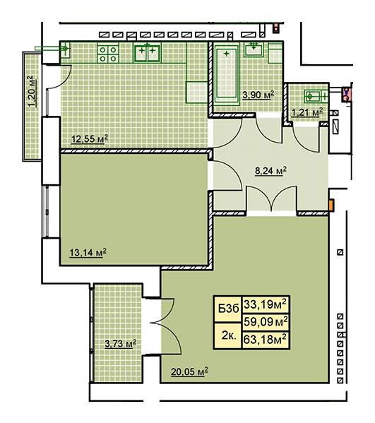 2-комнатная 63.18 м² в ЖК Millennium от 12 100 грн/м², Ивано-Франковск