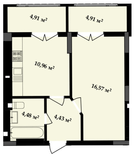 1-кімнатна 46.26 м² в ЖК Імперія від 13 500 грн/м², Івано-Франківськ