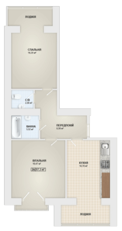 2-комнатная 67.3 м² в ЖК Городок Мануфактура от 13 900 грн/м², Ивано-Франковск