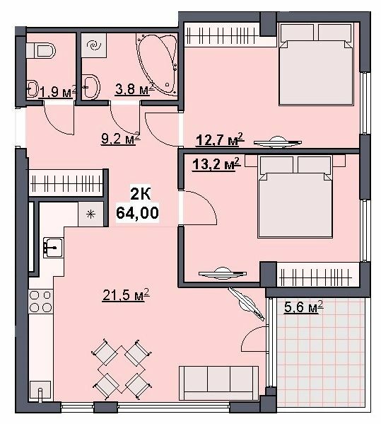 2-комнатная 64 м² в ЖК Лемковский от 16 500 грн/м², Ивано-Франковск