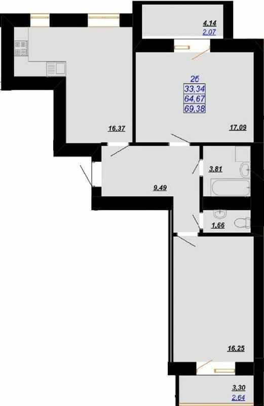 2-комнатная 69.38 м² в ЖК Цитадель-2 от 12 000 грн/м², Ивано-Франковск