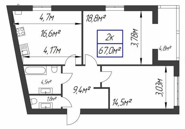 2-комнатная 67 м² в ЖК Парковый городок от 15 100 грн/м², Ивано-Франковск