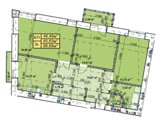 3-комнатная 88.68 м² в ЖК Парковый городок от 14 700 грн/м², Ивано-Франковск