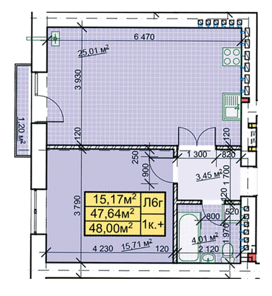 1-комнатная 48 м² в ЖК Парковый городок от 14 900 грн/м², Ивано-Франковск