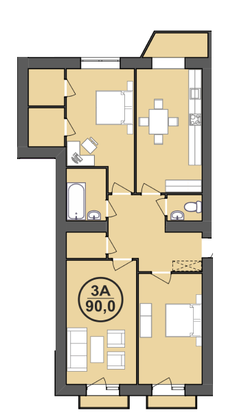 3-кімнатна 90 м² в ЖК Містечко Центральне від 12 300 грн/м², Івано-Франківськ