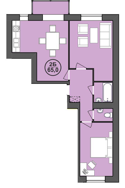 2-комнатная 65 м² в ЖК Городок Центральный от 10 500 грн/м², Ивано-Франковск