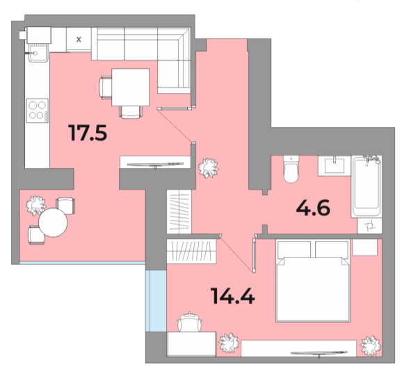 1-комнатная 43.3 м² в ЖК Яровиця Life от 12 750 грн/м², г. Калуш