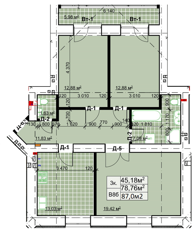 3-комнатная 87 м² в ЖК Столичный Квартал от 13 300 грн/м², г. Коломыя