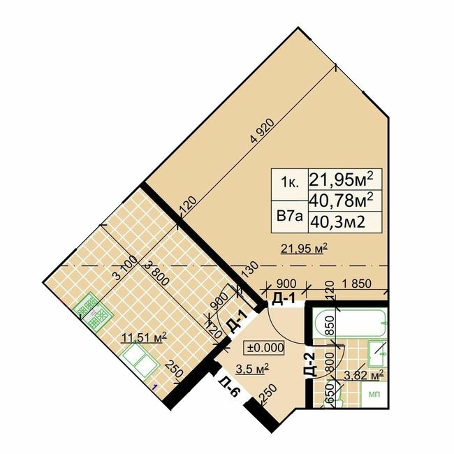 1-кімнатна 40.3 м² в ЖК Столичний квартал від 13 300 грн/м², м. Коломия