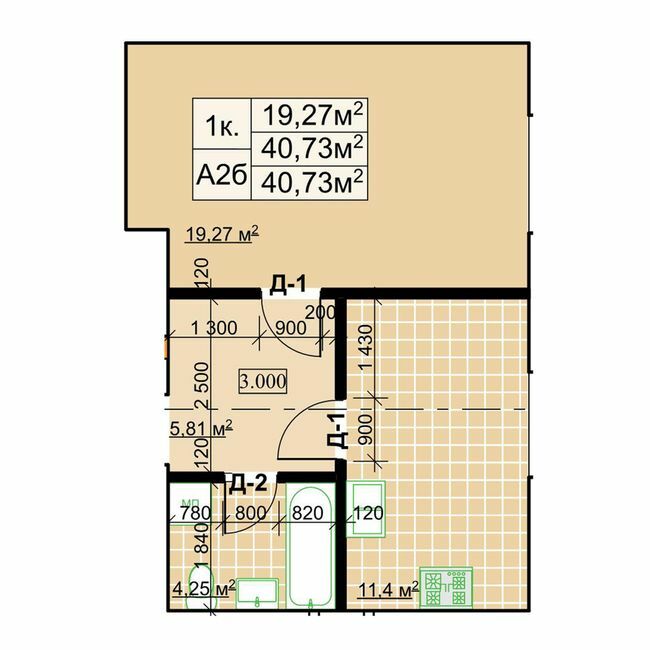 1-кімнатна 40.73 м² в ЖК Столичний квартал від 13 300 грн/м², м. Коломия