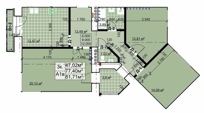 3-кімнатна 81.71 м² в ЖК Столичний квартал від 13 300 грн/м², м. Коломия