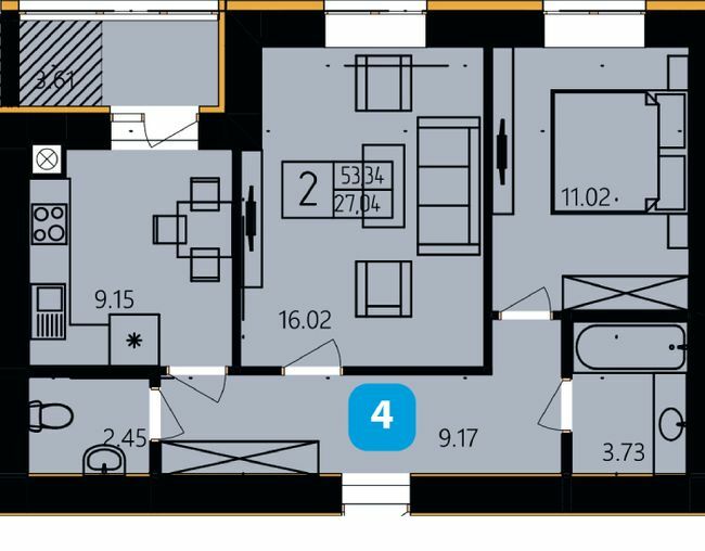 2-комнатная 53.34 м² в ЖК River Park от 18 000 грн/м², Хмельницкий