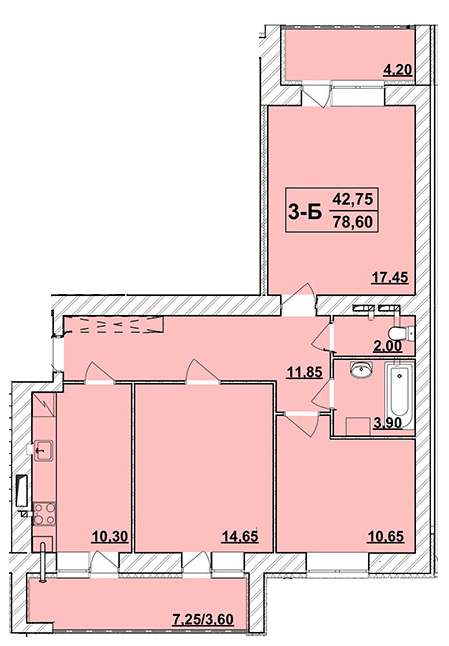 3-комнатная 78.6 м² в ЖК Академ городок от 14 500 грн/м², Хмельницкий