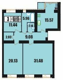 3-комнатная 98.63 м² в ЖК Винницкий от 11 700 грн/м², Хмельницкий