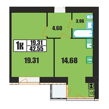 1-комнатная 42.55 м² в ЖК на ул. Панаса Мирного, 20/2 от 15 700 грн/м², Хмельницкий