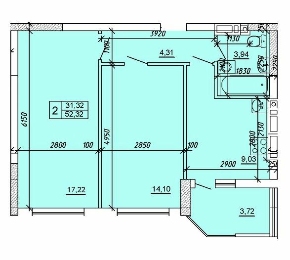 2-кімнатна 52.32 м² в ЖК Приозерний від 11 000 грн/м², Хмельницький