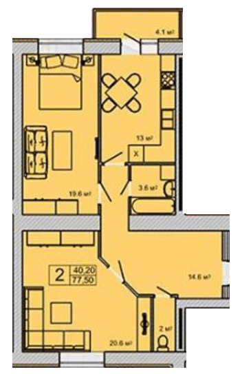 2-кімнатна 77.5 м² в ЖК Turkish City від 22 000 грн/м², Вінниця