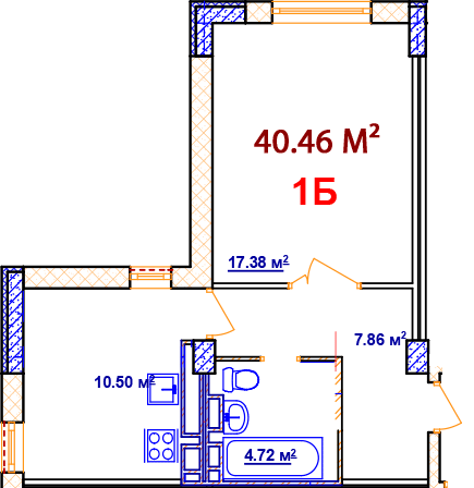 1-комнатная 40.46 м² в ЖК Комфорт от 14 000 грн/м², Винница