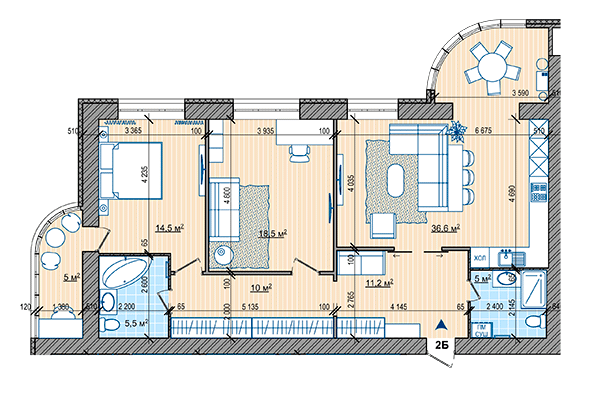 2-комнатная 106.3 м² в ЖК Парковый от 27 250 грн/м², Винница